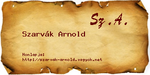 Szarvák Arnold névjegykártya